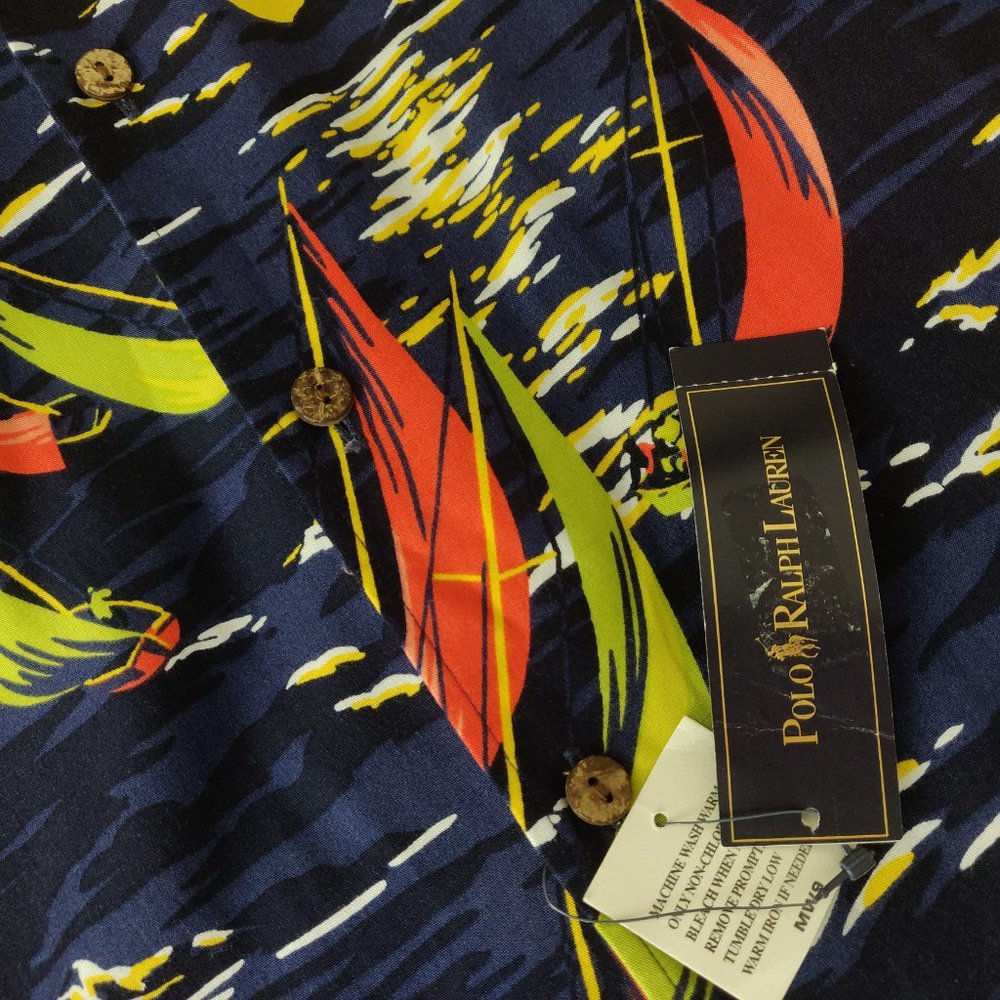Vintage Polo Ralph Lauren Hawaiian Shirt Sailboats - Picture 4 of 7